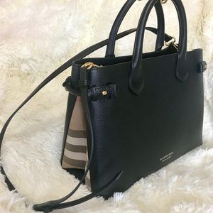*NWT* Burberry Medium Banner Leather Tote (Black)